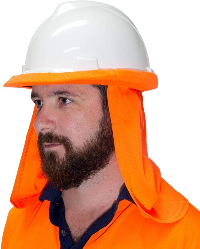UVeto Australia HHFCOR-LS Hard Hat Flap 100% Cotton Orange, One Size, Orange