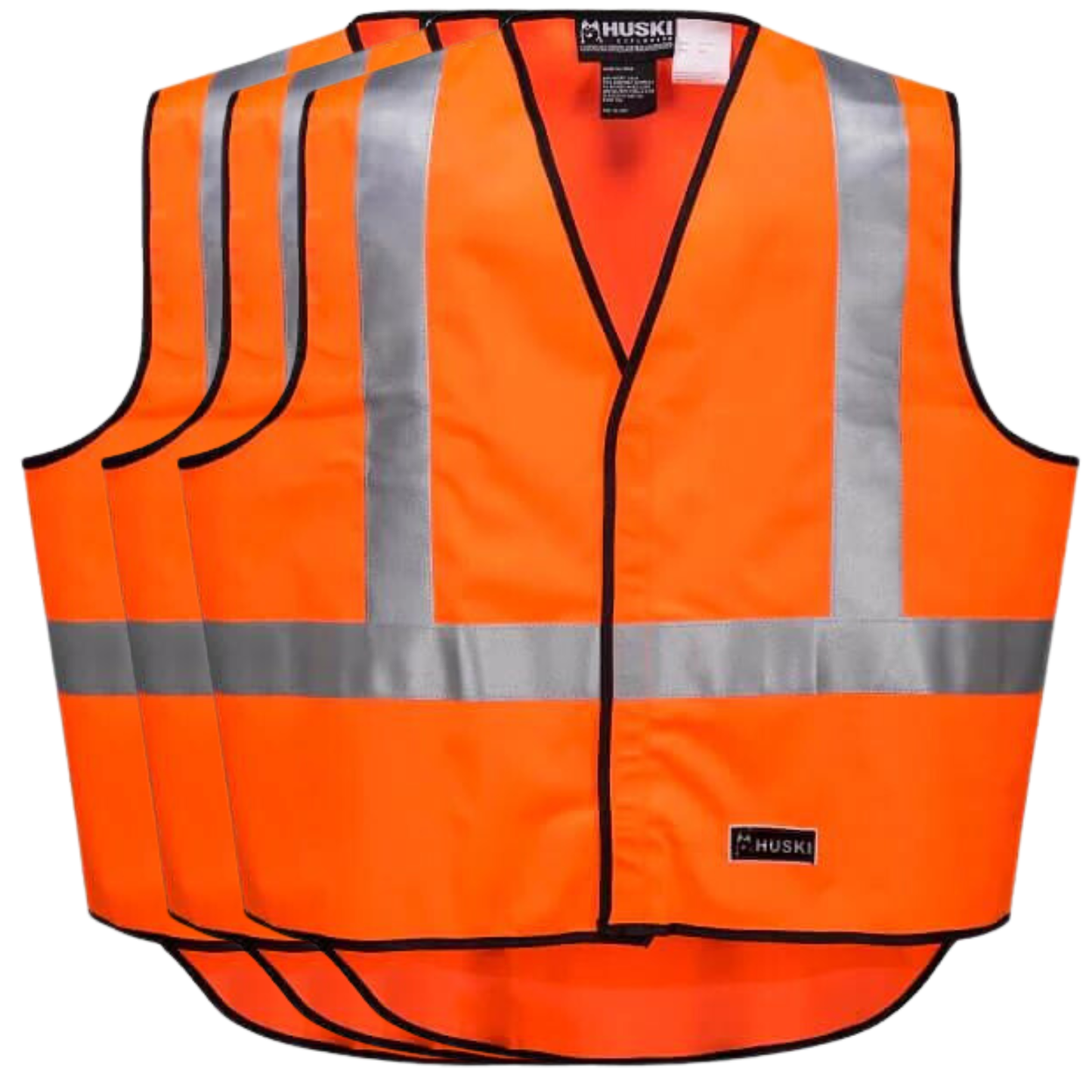HUSKI Hi Vis Patrol Vest - Orange - Size 3XL - 3M Reflective Tape - 3 Pack