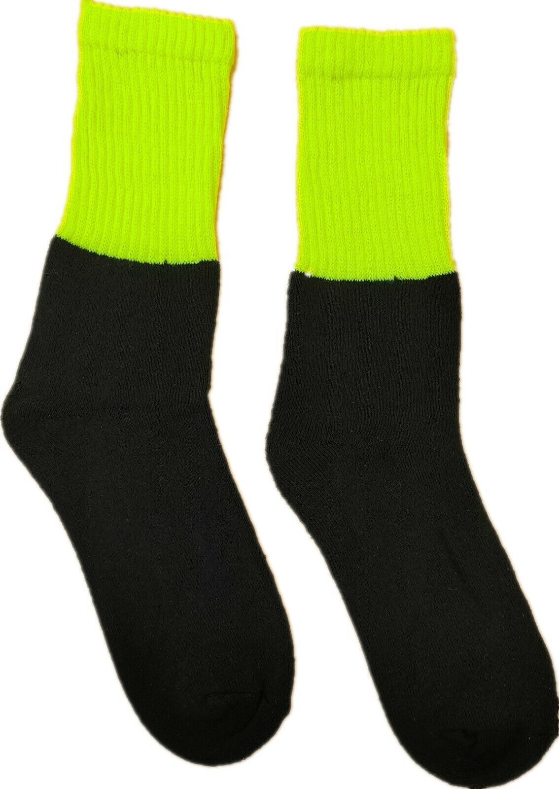 3x Pairs Hi Vis Work Socks Fluro Yellow - Size 11-14