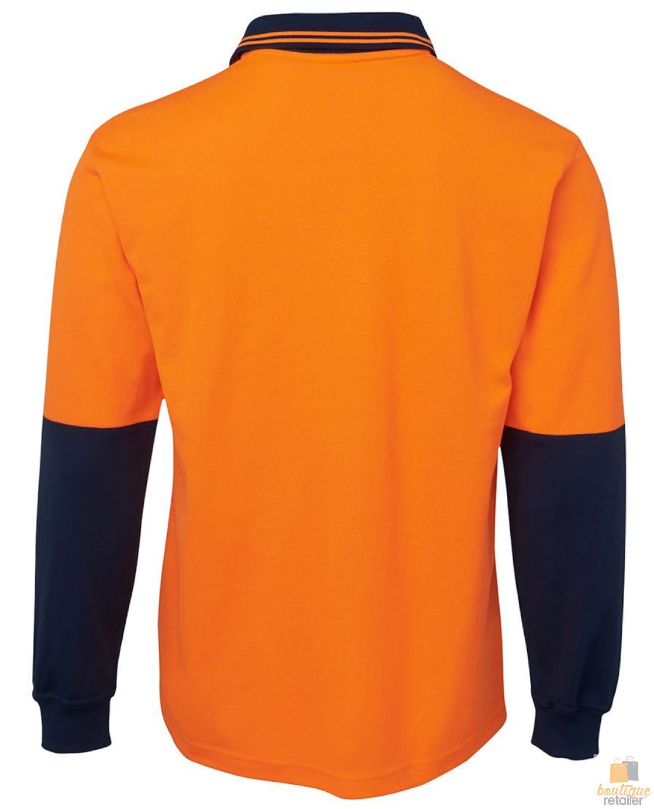 HI VIS LONG SLEEVE POLO SHIRT Top Safety Workwear Fluro Breathable Dry WB - Orange - XXL