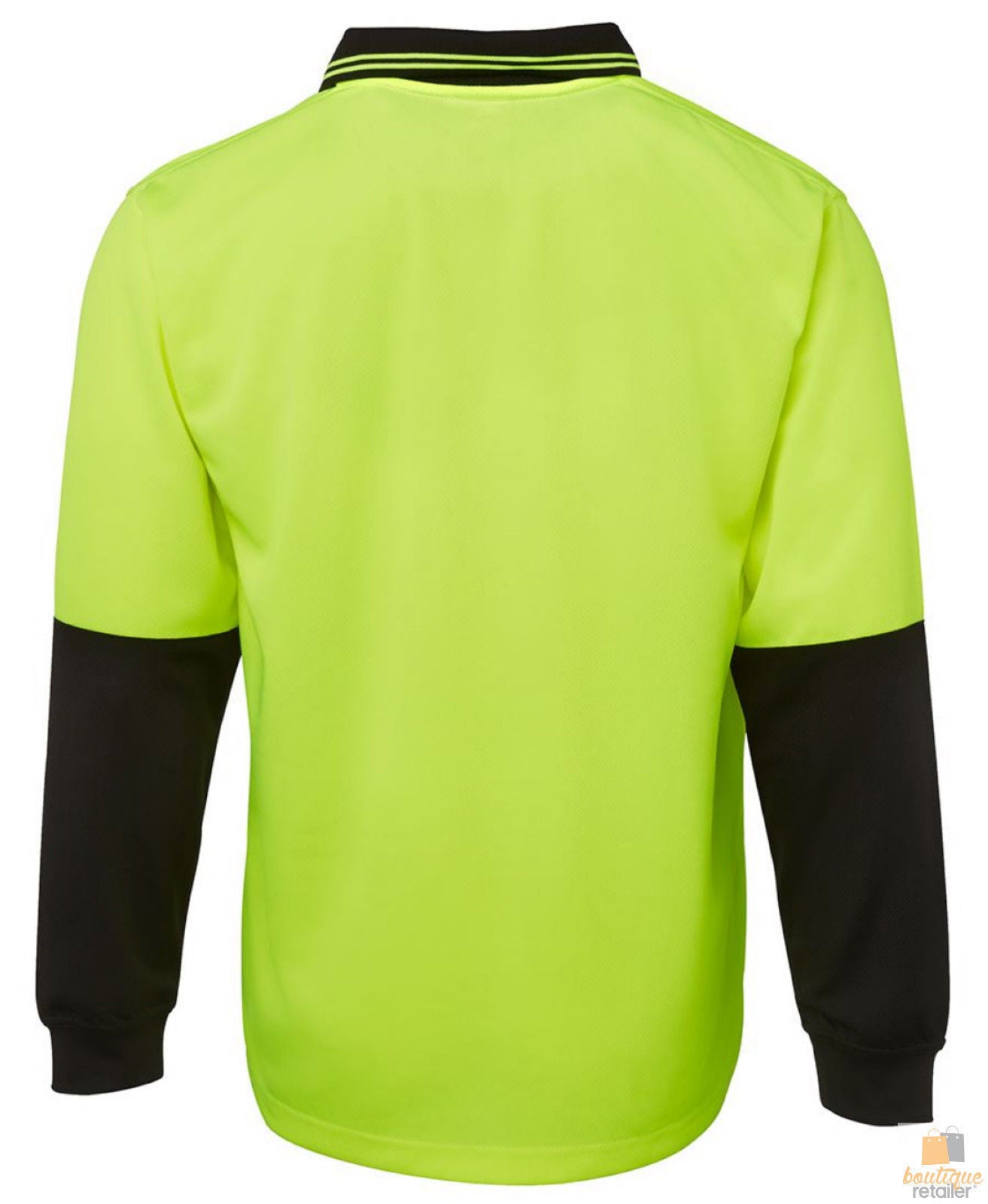 HI VIS LONG SLEEVE POLO SHIRT Top Safety Workwear Fluro Breathable Dry WB - Yellow - L