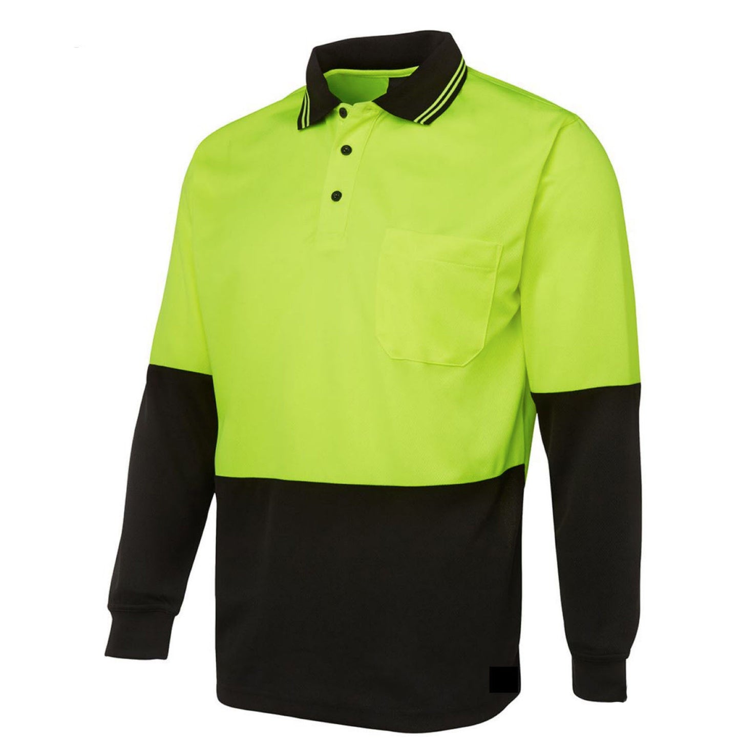 HI VIS LONG SLEEVE POLO SHIRT Top Safety Workwear Fluro Breathable Dry WB - Yellow - XXL