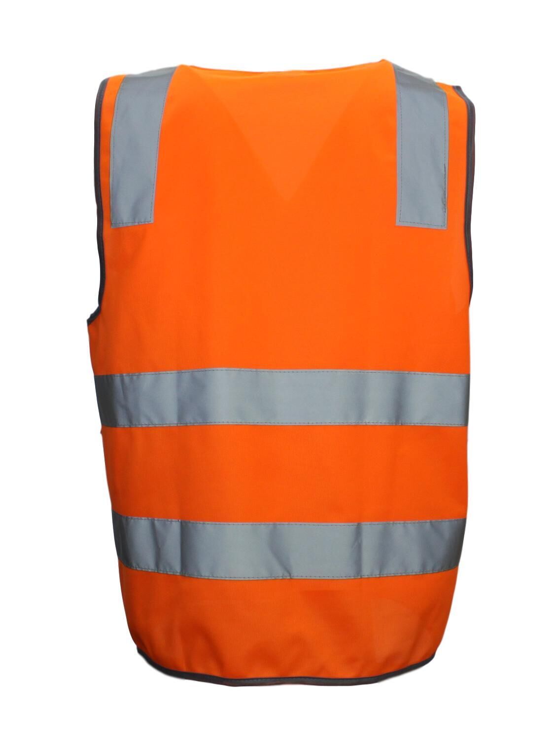Hi Vis Safety Vest Reflective Tape Zip Up Workwear Pocket High Visibility in Orange