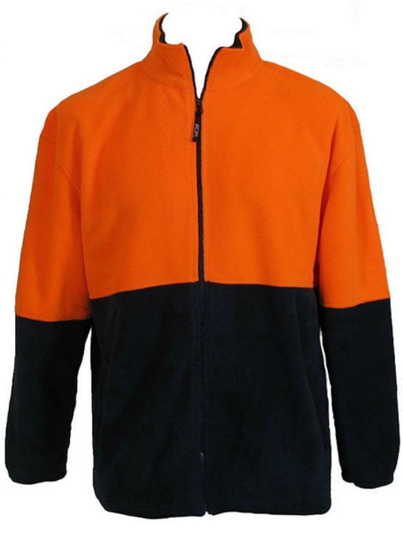 HI VIS Workwear Fleece Jacket Full Zip Orange/Navy - Size XXL