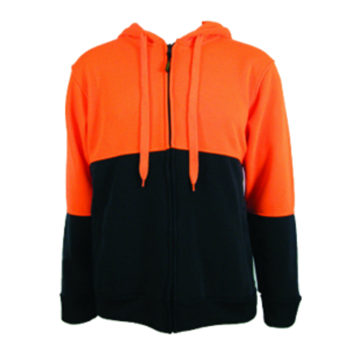 HI VIS Workwear Hooded Fleece Jacket Full Zip Orange/Navy - Size 3XL