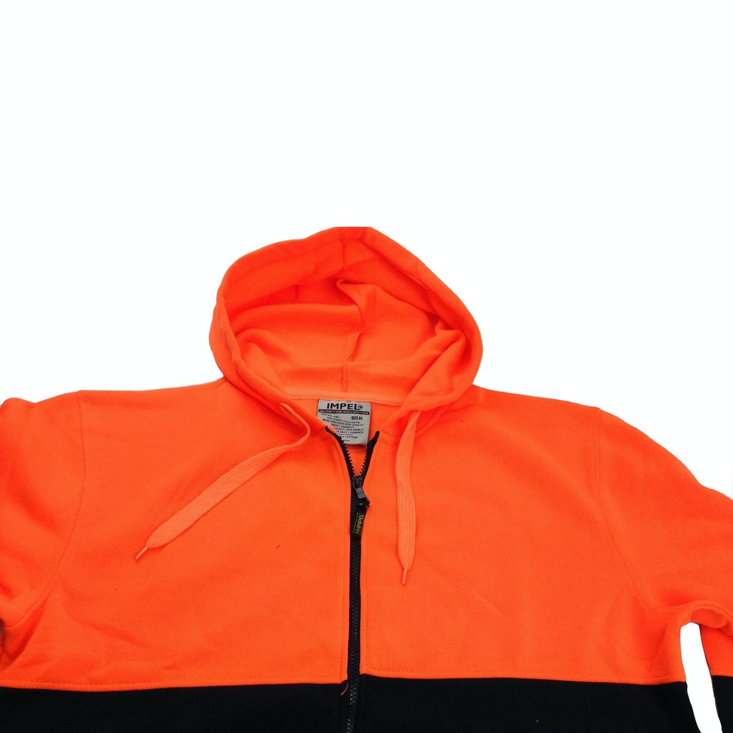HI VIS Workwear Hooded Fleece Jacket Full Zip Orange/Navy - Size 3XL
