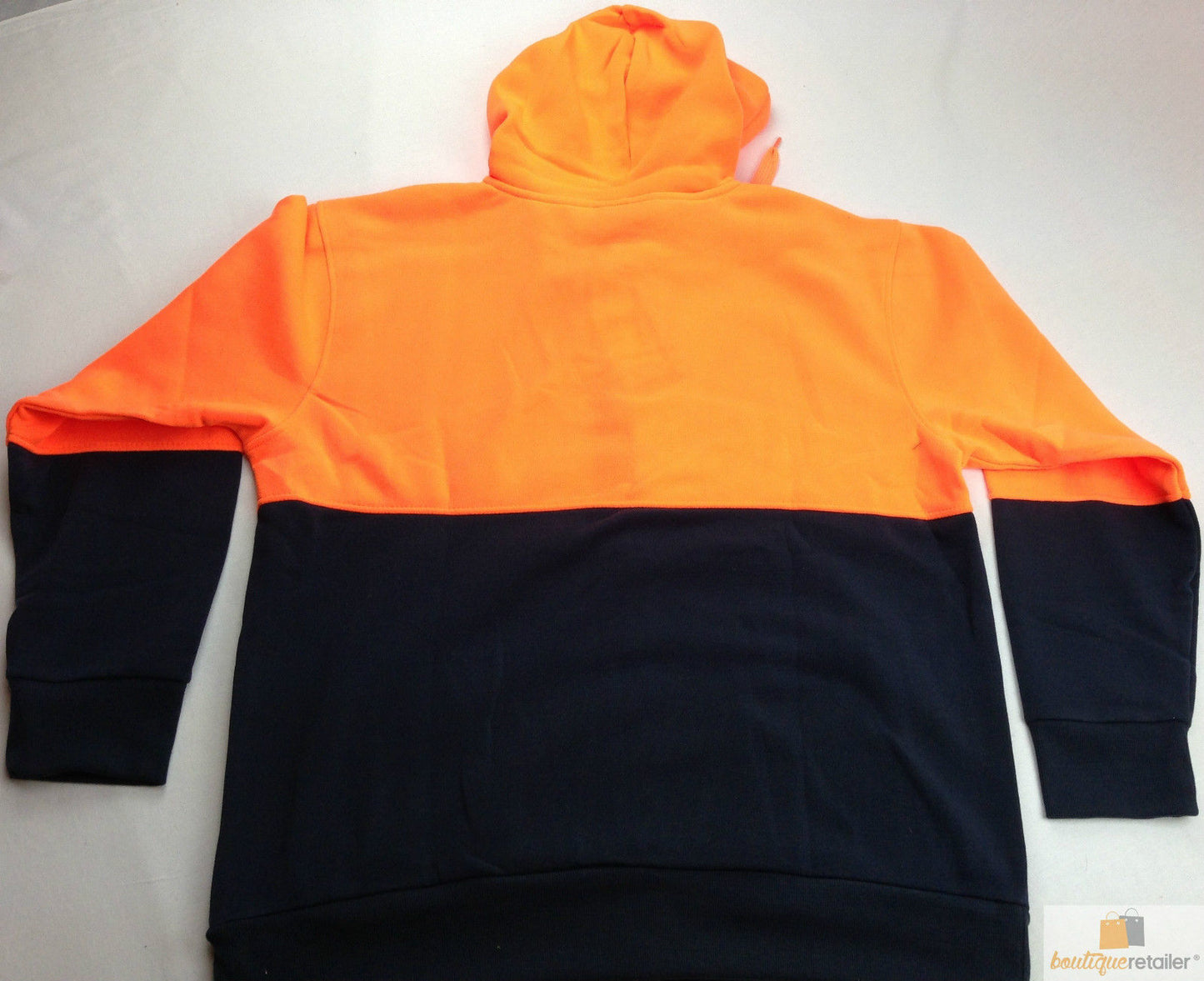 HI VIS Workwear Hooded Fleece Jacket Full Zip Orange/Navy - Size S