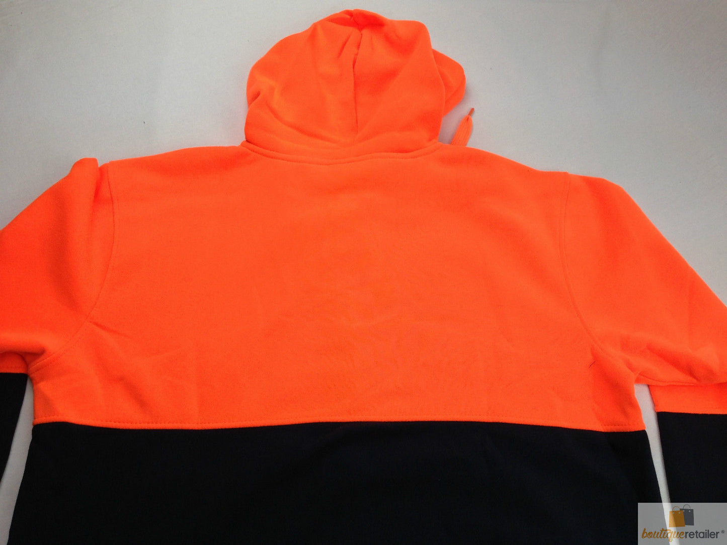 HI VIS Workwear Hooded Fleece Jacket Full Zip Orange/Navy - Size S