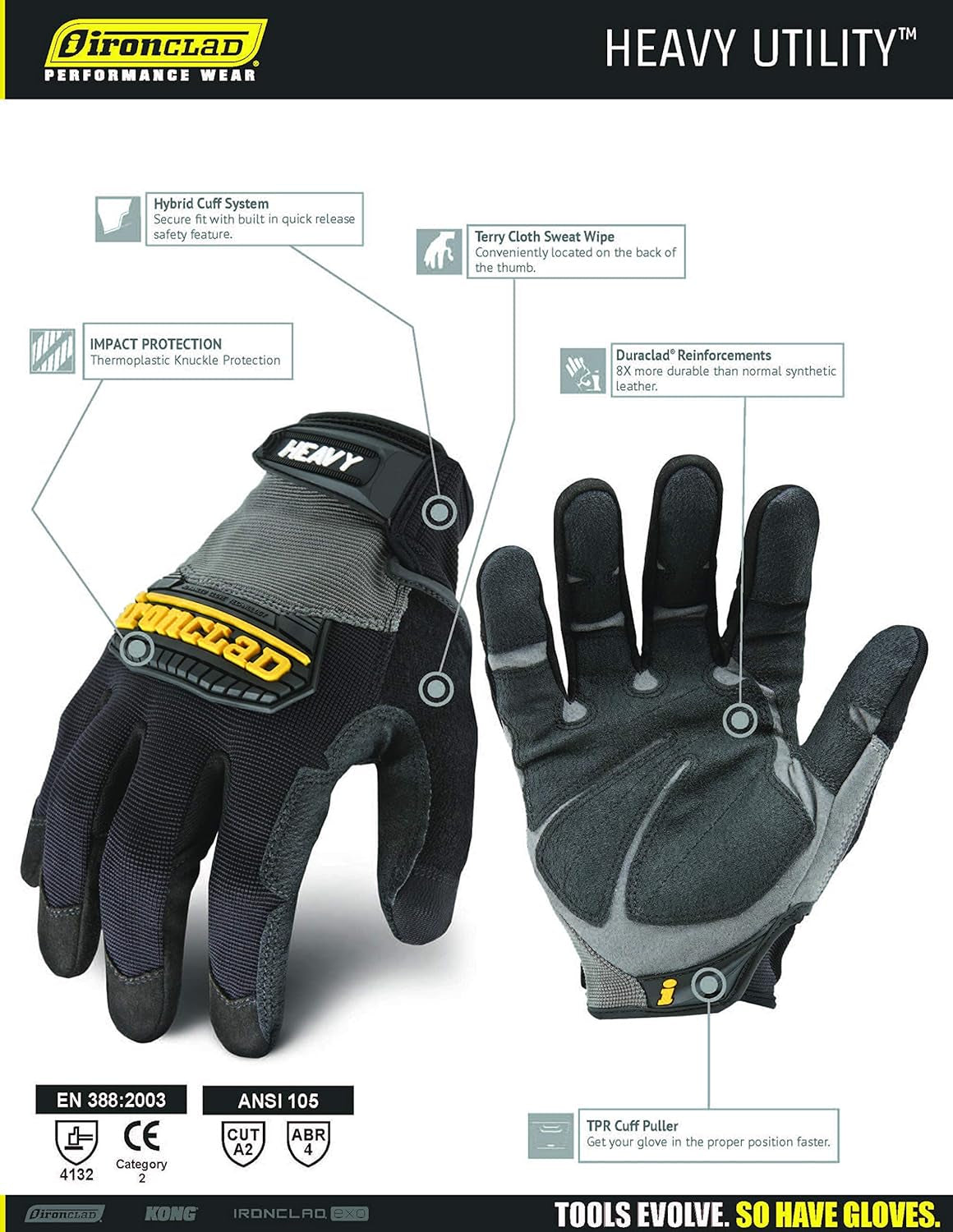 HUG-04-L Heavy Utility Gloves, Large, Black