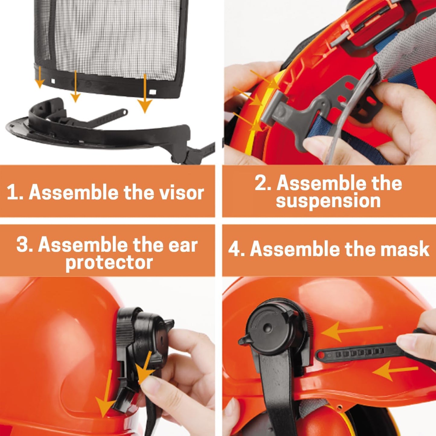 Chainsaw Helmet, Forestry Safety Helmet with Adjustable Ear Muffs, Mesh Visor, Impact Resistant Hard Hat for Forestry Work and Industry.