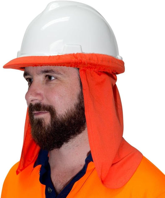 HHFCOR-LS Hard Hat Flap 100% Cotton Orange, One Size, Orange