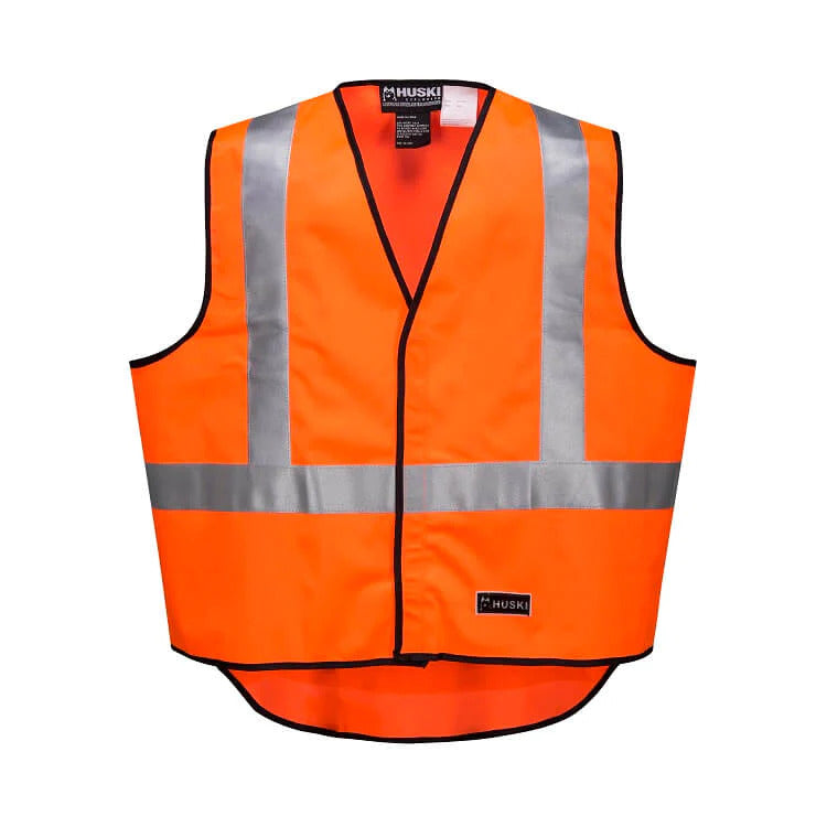 HUSKI Hi Vis Patrol Vest 3M Reflective Tape Safety Workwear High Visibility - Orange - L