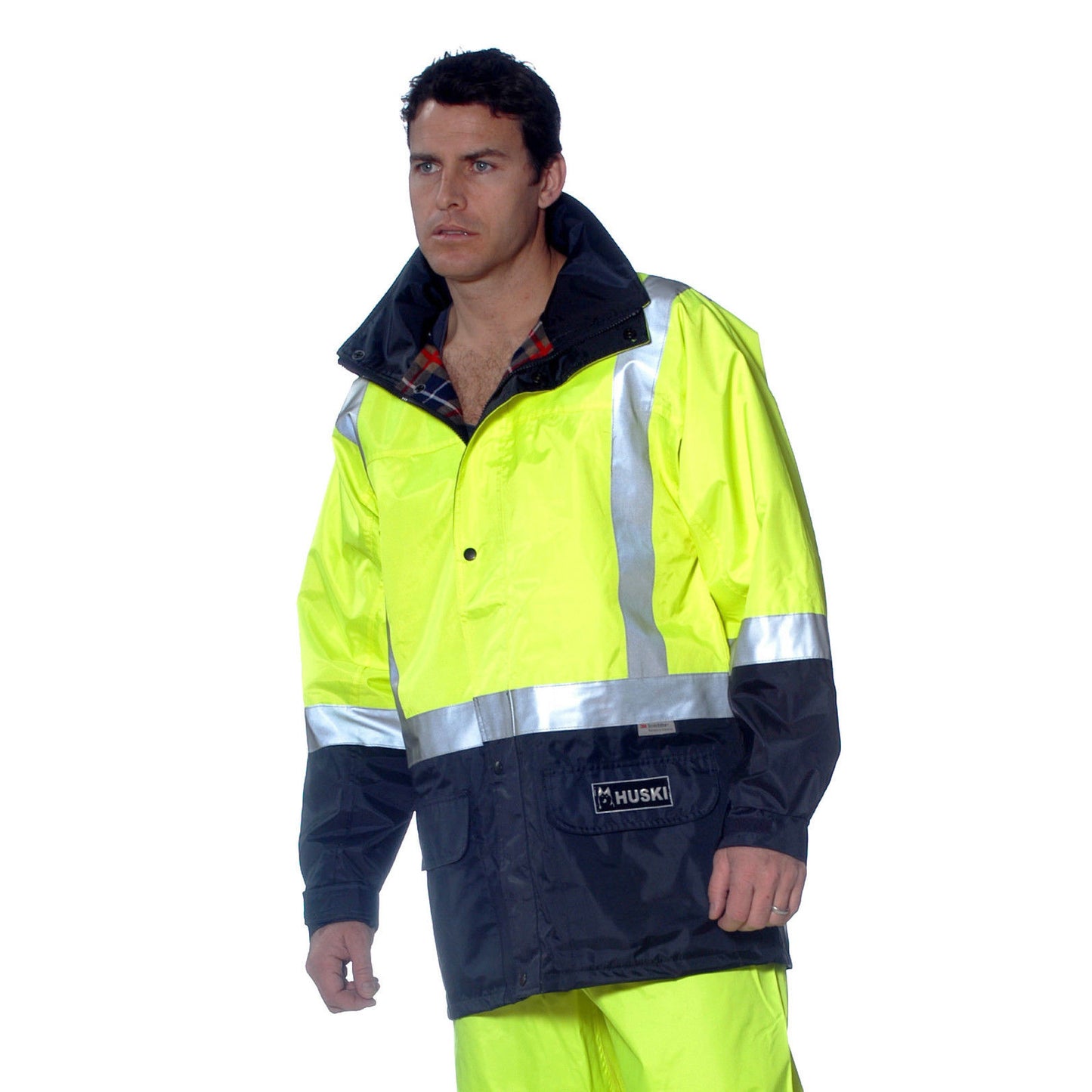 HUSKI Transit Hi Vis Waterproof Jacket Industrial Workwear Reflective UPF 50+ - Yellow - L (102cm)