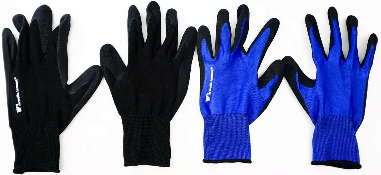 Men'S Antimicrobial Work Gloves Foam Latex Coating Knit Liner Black/Blue -10 Pairs Large