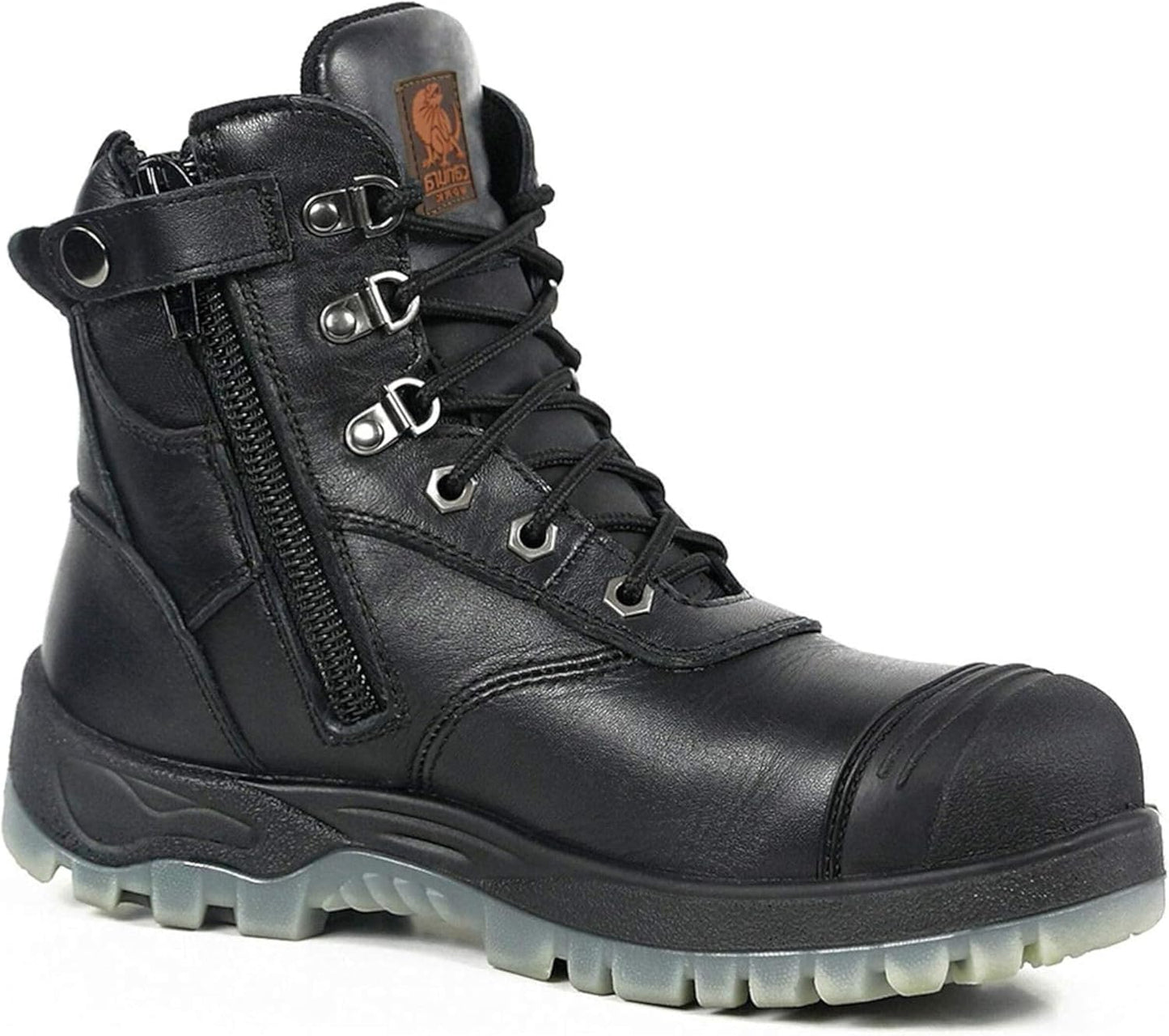 Boots Safety Boots Zip Side anti Penetration Leather Black