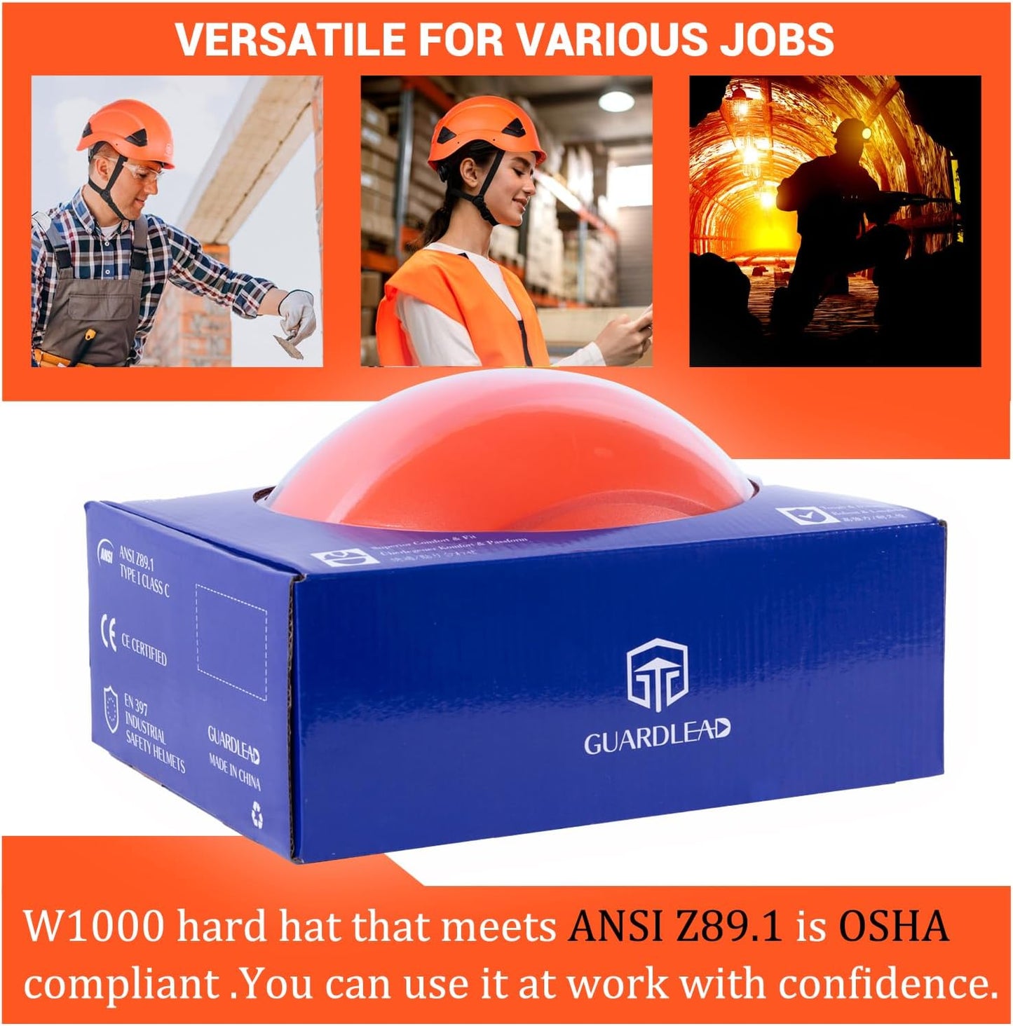 Safety Helmet Hard Hat for Men and Women, ANSI Z89.1 Approved Hardhats Ideal for Industrial & Construction,Vented