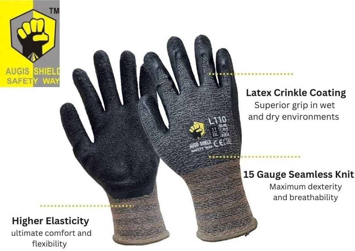 L-110 12 Pairs Crinkle Latex Coated Safety Work Gloves