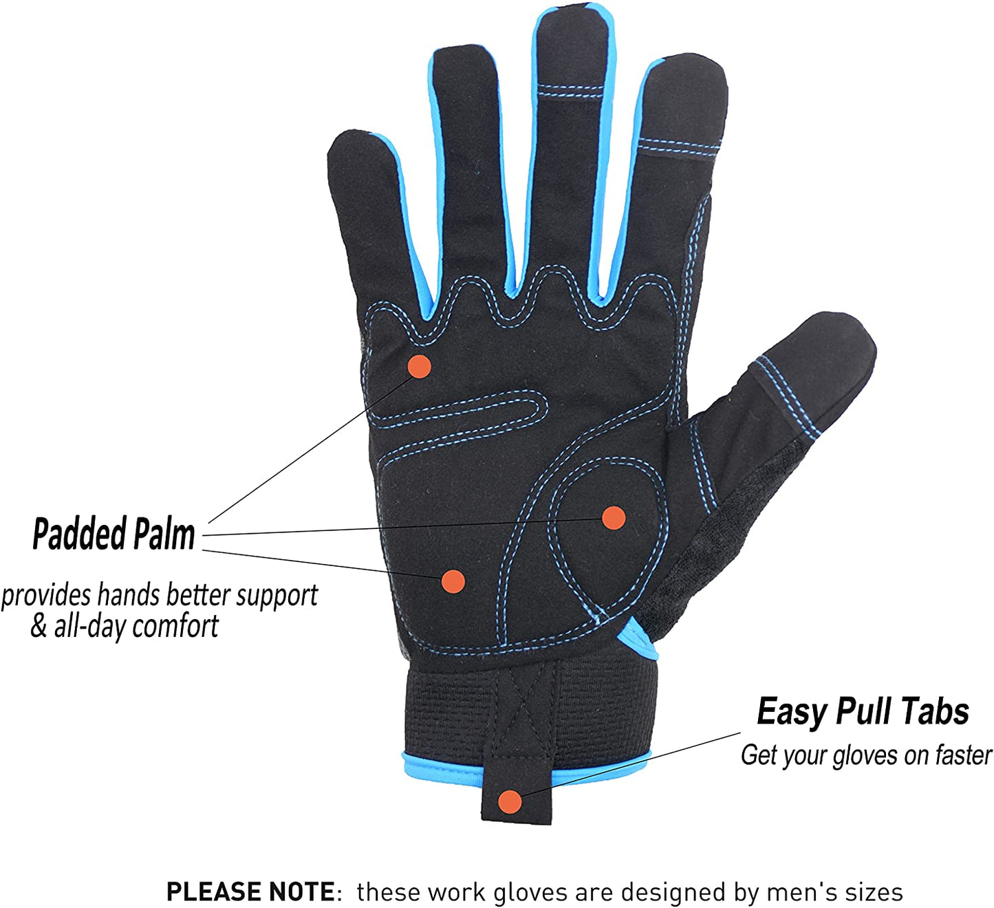 Work Gloves Mens & Women, Utility Safety Mechanic Touch Screen Working Gloves