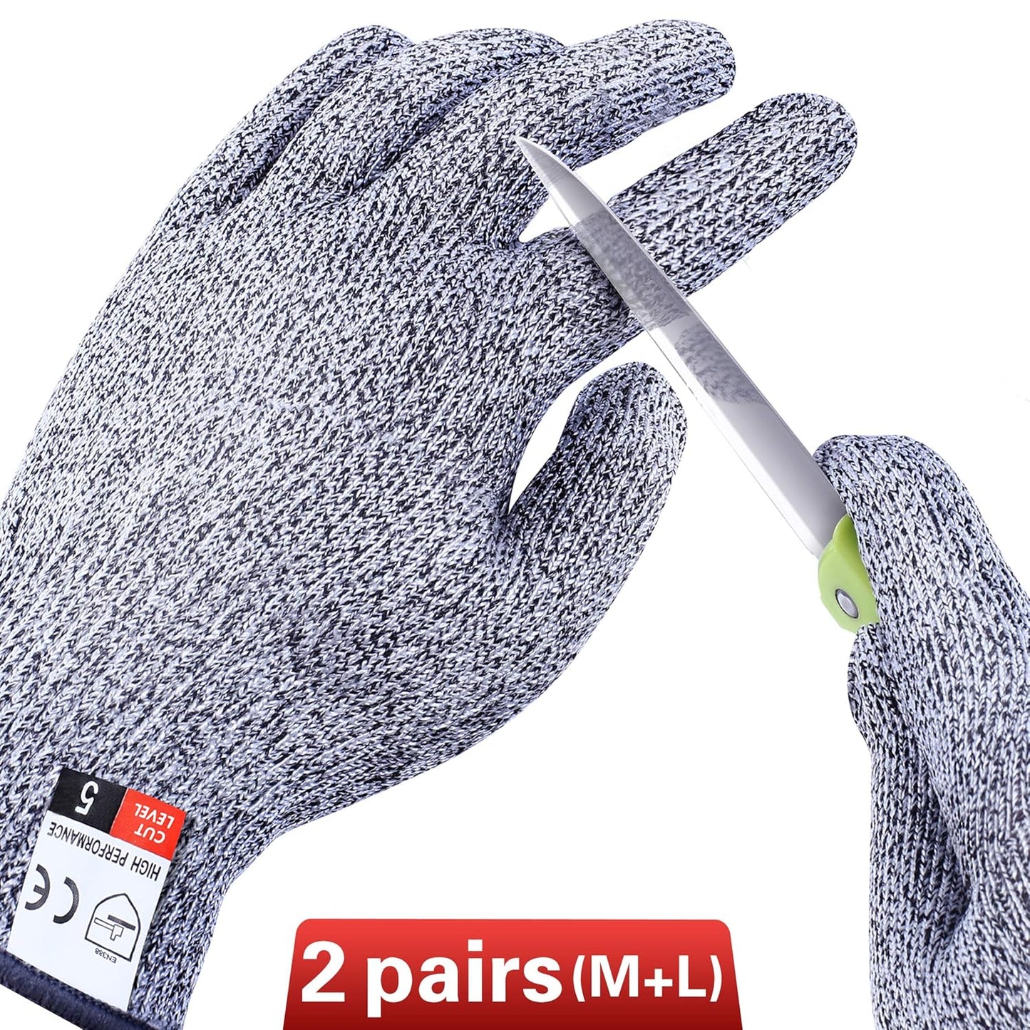 4 PCS (M+L) Cut Resistant Gloves Level 5 Protection for Kitchen, Upgrade Safety anti Cutting Gloves for Meat Cutting, Wood Carving, Mandolin Slicing and More